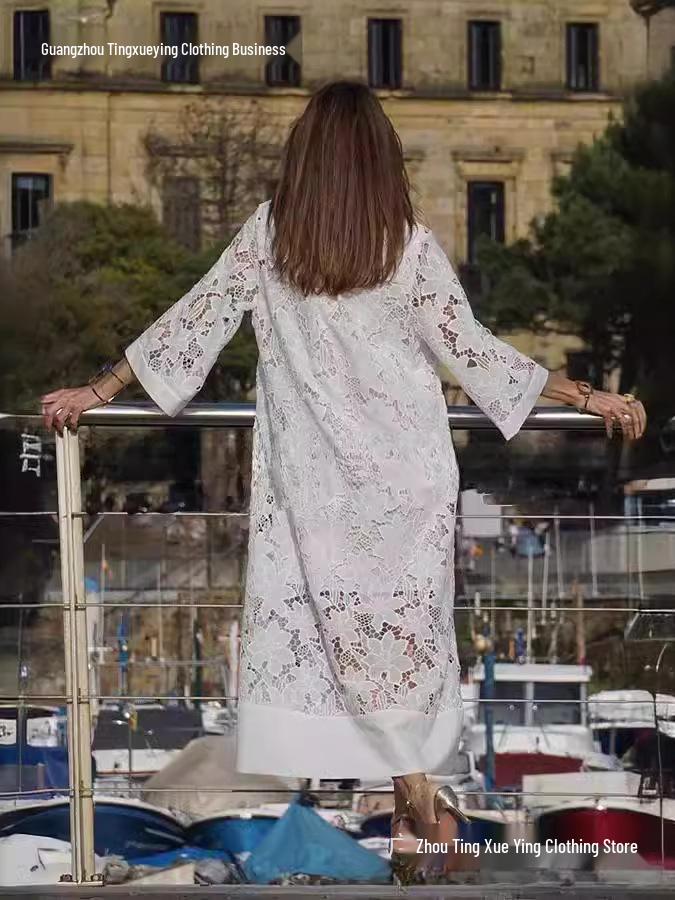 Lace Milk Silk Loose Mid-Length Dress - European & American Style