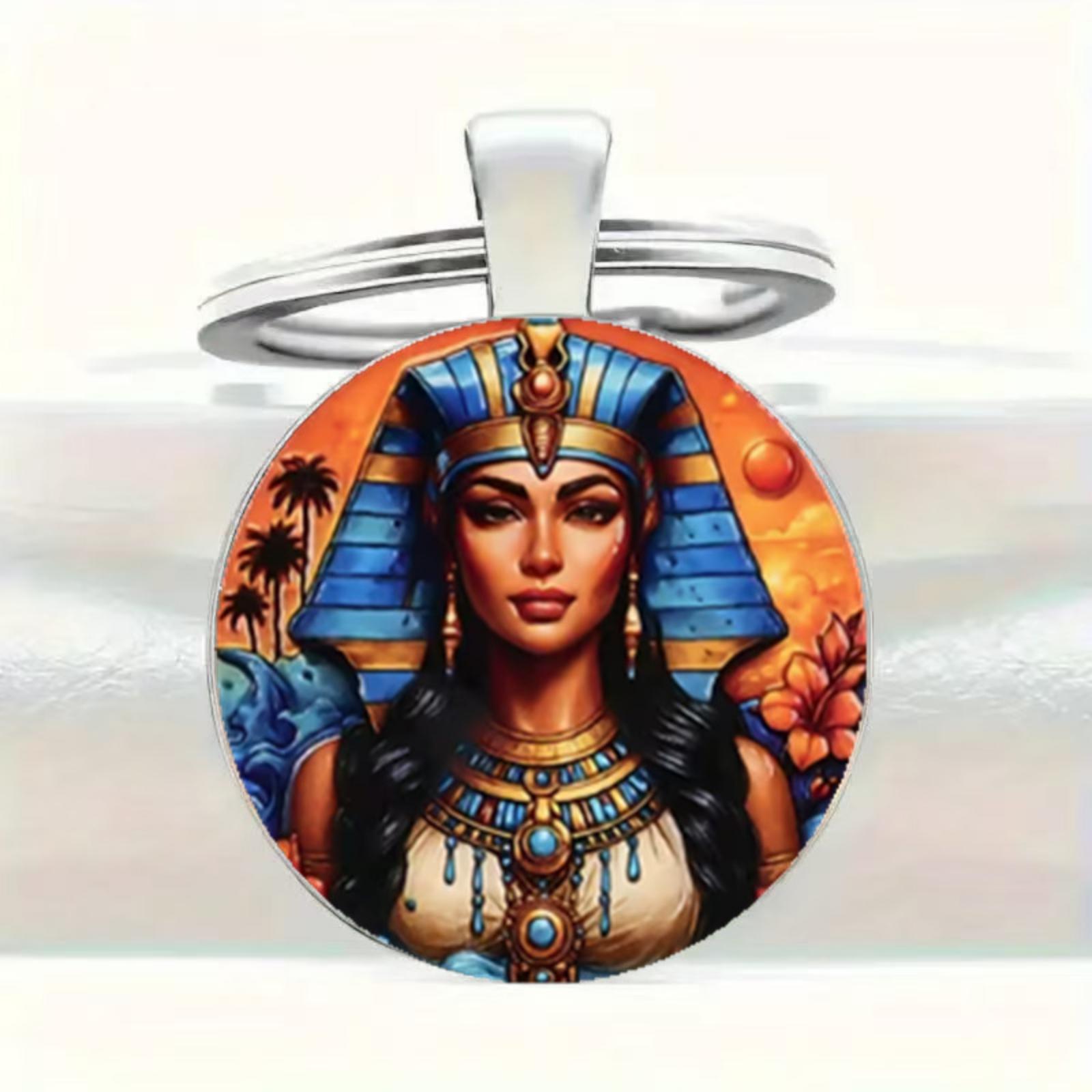 Клеопатра Символизирует Мудрость И Способности - Круглая Стеклянная Металлическая Брелок One Size