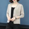 WTEMPO Large Size Long Sleeve Button Sweater Cardigans Solid Color Women's Casual Versatile V-Neck Loose Knitted Cardigans