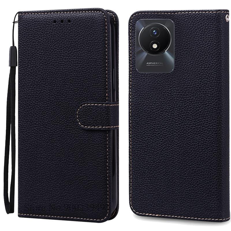 

Для Vivo Y02 Чехол Vivo Y02 Y02T Чехол-кошелек для телефона Vivo Y02T Чехол Кожаный флип-чехол для Vivo V2254 V2252 V2236A Чехол VivoY02T V2254 V2252 чёрный