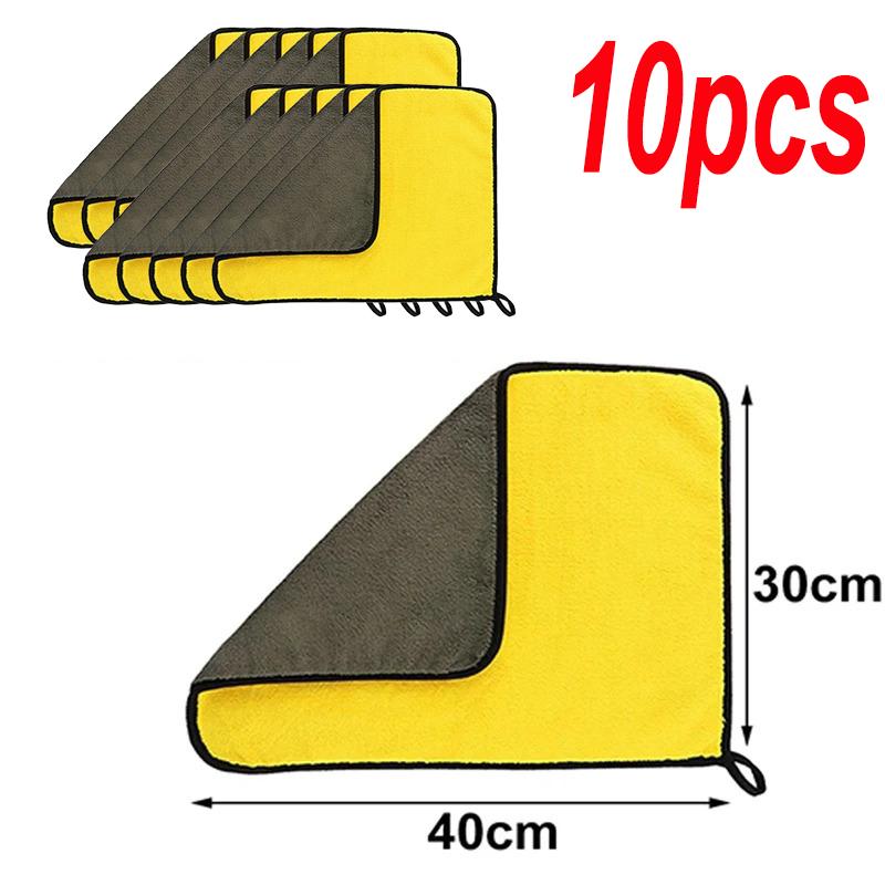 10/5/3/1pcs Thickened Double Layer Microfibre Car Washing Towel Soft Quick Drying Window & Mirror Wiping Rag Cleaning Products