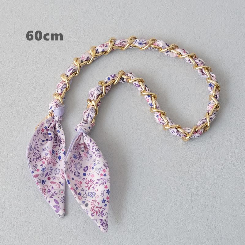 New Fashion Brand Woman Handbag Accessory Chains Detachable Floral Print Gold Silver Metal Silk Shoulder Strap Women DIY Chain Bag Handles