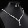 High-end Light Luxury Zircon Necklace Women's Water Drop Fringed Earrings Jewelry Set Cold Wind Collarbone Hair