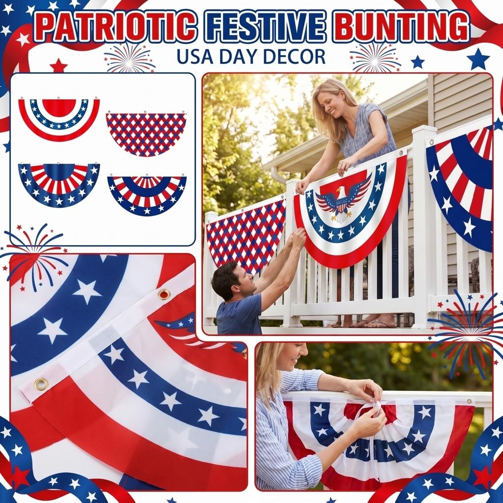 Fan Shaped Polyester Banner Festival Hanging Flag Yard Party Layout Ornament