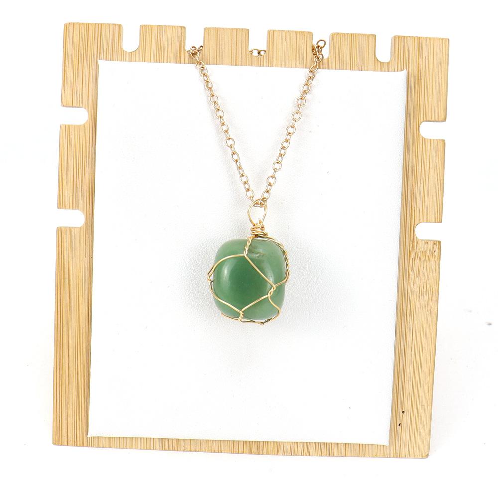Handmade Gold Wire Winding Irregular Conformal Natural Stone Crystal Rough Stone Pendant Necklace N661