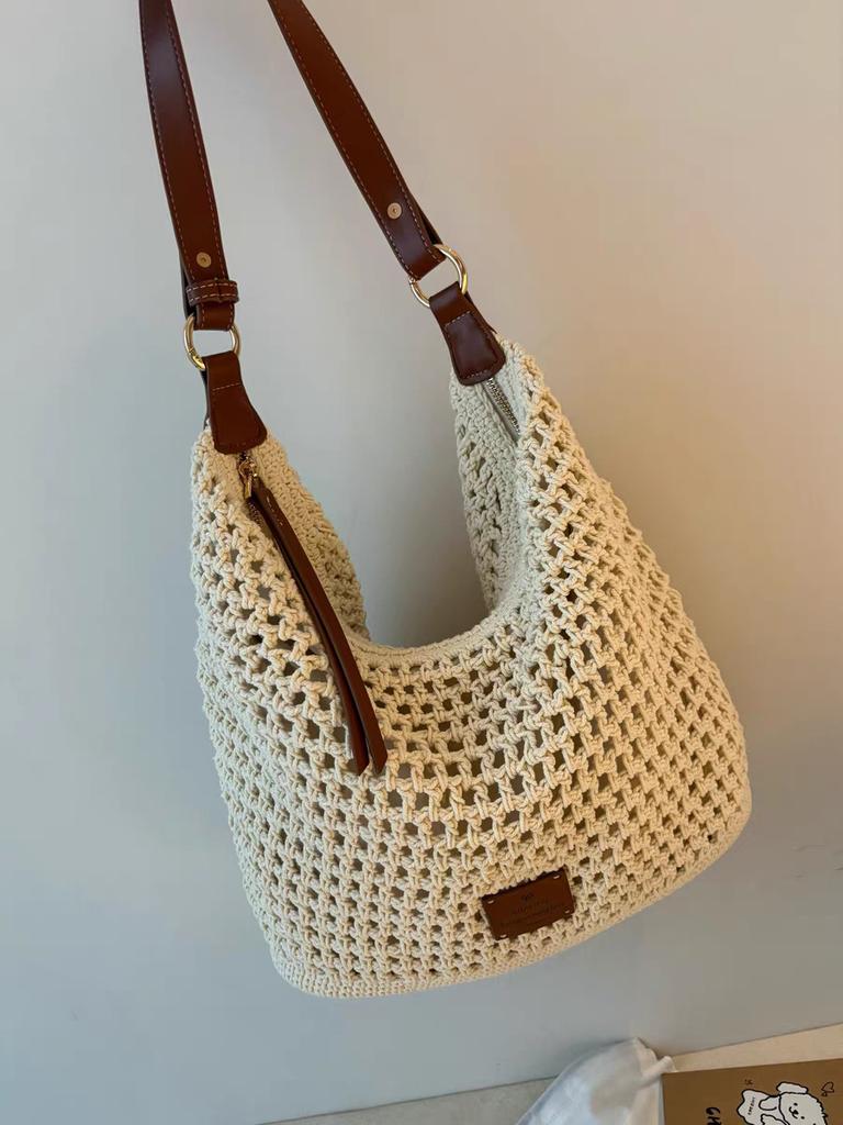 Nanfeng New Product Sunset Afterglow Tote Bag Women's Summer Hollow Woven Bag Lazy Relaxation Shoulder Bag