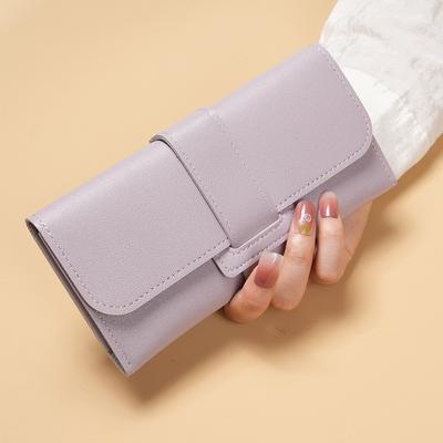 Neue Damen-Geldbörse im Langstil, einfache, ultradünne, großvolumige Mode mit mehreren Kartenfächern und Schnalle, Brieftasche, Hand