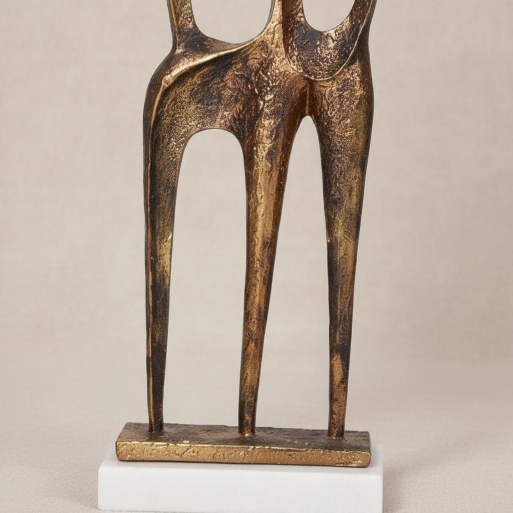 Abstract Sculpture with Stone Base Luxury Intertwined Figure Statue Sleek