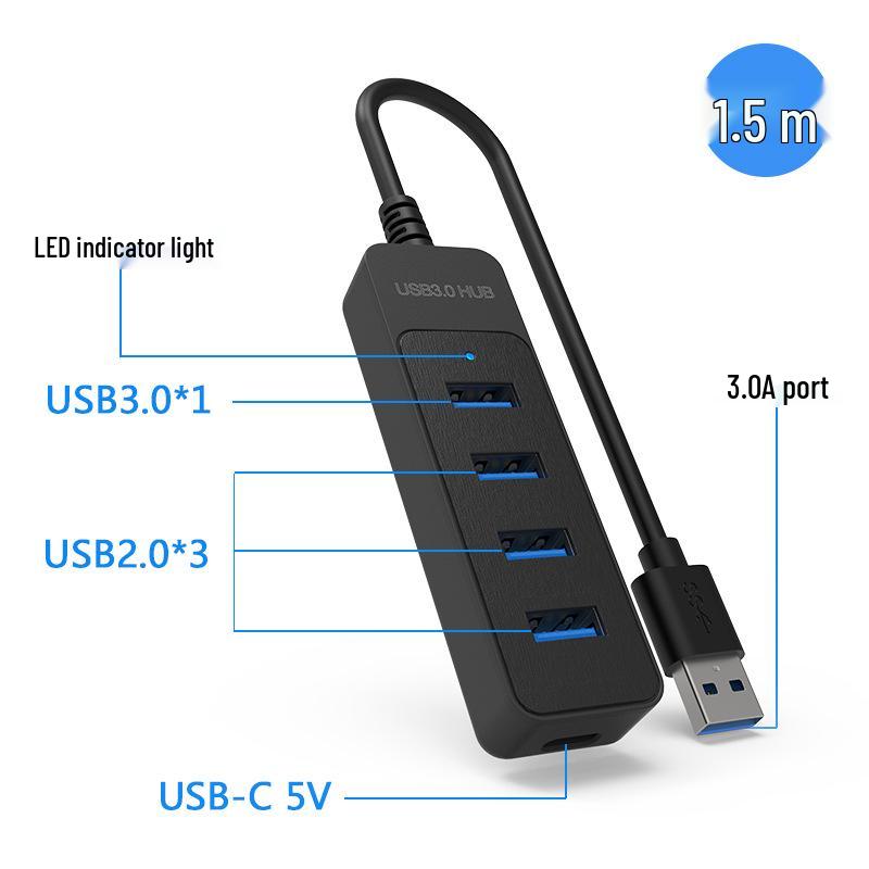 USB-C 3.0 Extender: 4-Port Type-C Hub for Computer and Tablet Expansion