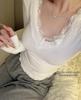 Chic Lace Splicing Slim-Fit Long-Sleeve Base Layer Top for Autumn/Winter