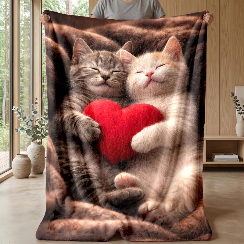 Kittens Playing with Butterflies in Forest Theme blanket Lightweight Warm Flannel Blanket Decorative Throw Blanket for Home Decoration