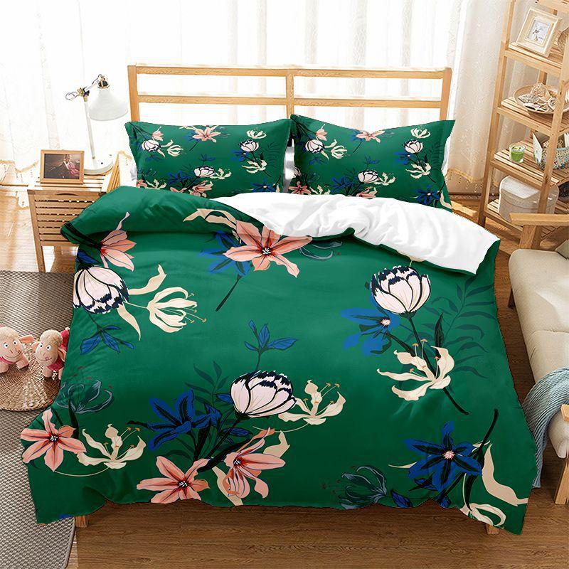 Comforter Floral Bedding Set Botanical Flower Queen Soft Boho Rose Flowers Leaves Print Comforter For Teens Adults Decor
