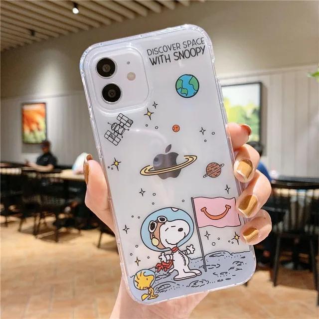

Милый чехол для телефона Snoopy для iPhone 15 Pro Max 11 12 13 14 Pro Max 6 6S 7 8 Plus 12 Mini XS XR SE 2 3 Прозрачный Мягкий Чехол For iPhone 11 Pro