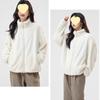 Short Coral Fleece Sweater Jacket Women's New Fashion Casual Versatile Solid Color Stand-up Collar Trendy Top and Shirt