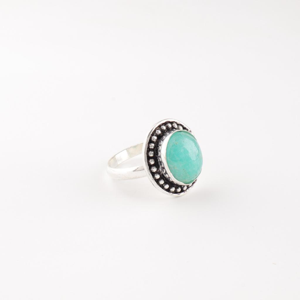 Natural Amazonite Gemstone 925 Solid Silver Jewelry Handmade Ring Gift For Mom RR-62-22