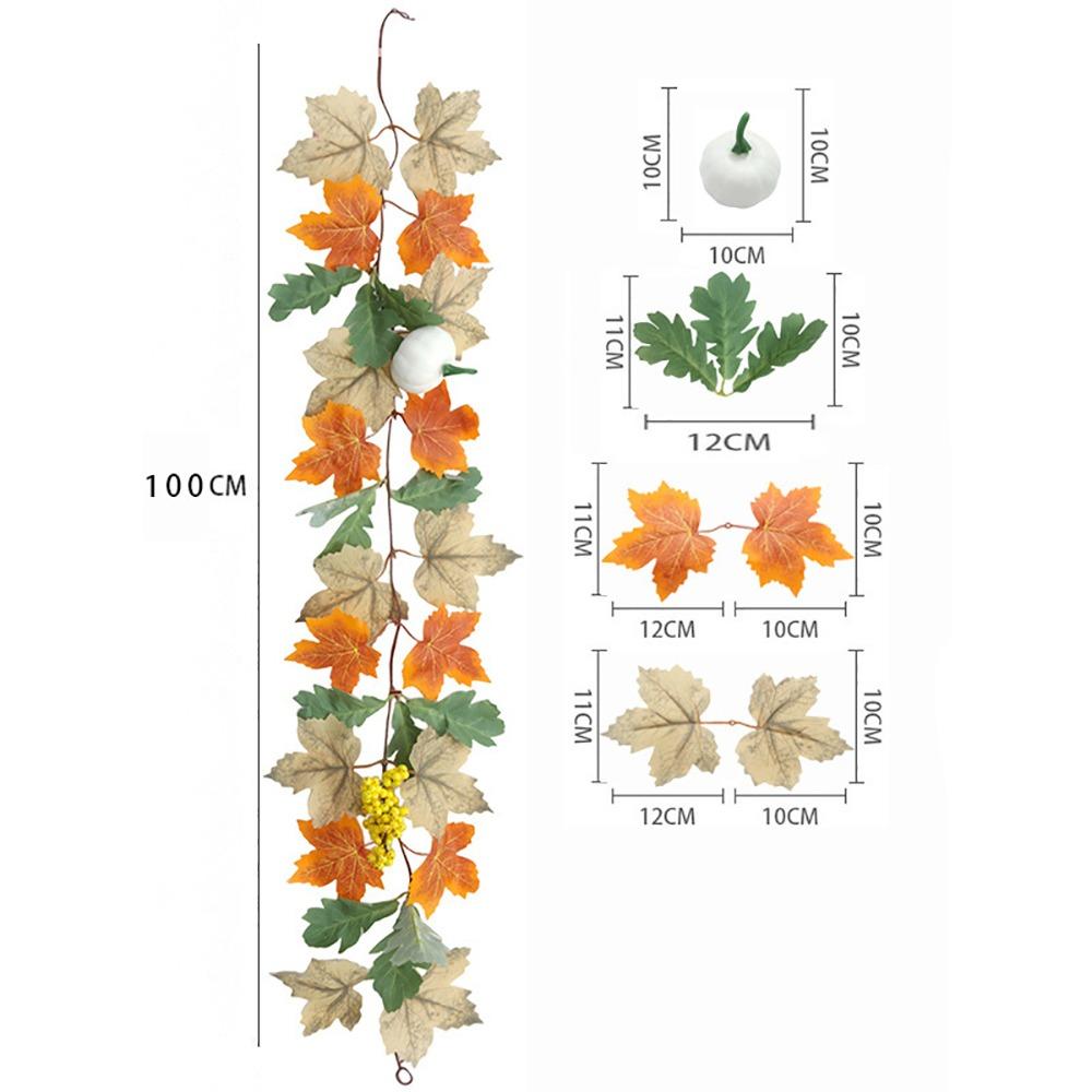 Multicolor Artificial Maple Leaf Garland Mini Pumpkin Hanging Garland Harvest Festival Ornament