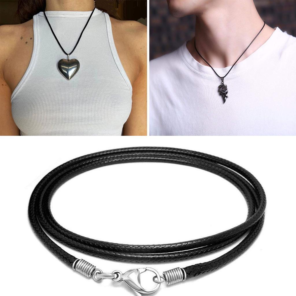 Leathers Necklace Cord with Lobster Clasp 2mm Black Cord DIY Jewelry Making Gift