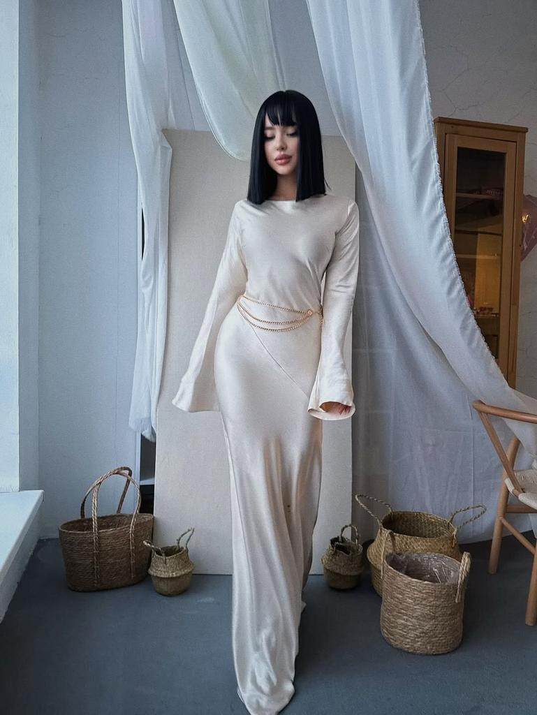 French Temperament Dress European and American Women's Clothing New Fashion Slim Fit and Thin Hip Wrap Step Long Skirt