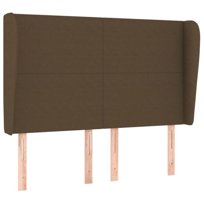 VidaXL Tête de lit avec oreilles Marron foncé 147x23x118-128 cm Tissu3117677