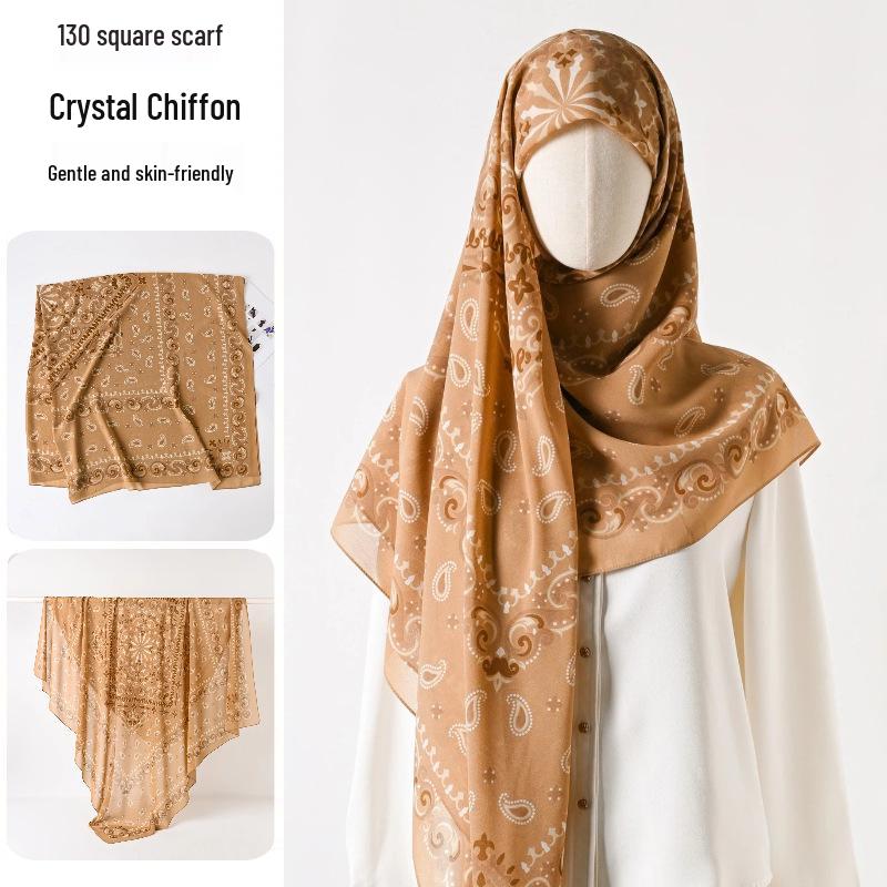 Damenmode 130x130 Seidenähnlicher Gaze Quadratischer Schal Stola - High-End, Leichtgewicht, Langer Schal