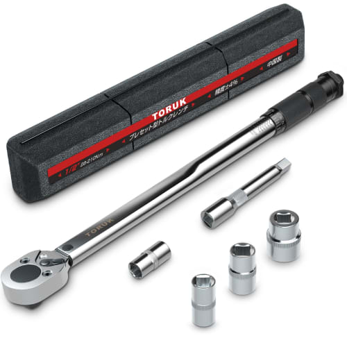 Preset Torque Wrench Set for Car Tire Changes, 12.7mm (1/2") Drive, 28-210N.m, Ratchet, 14/17/19/21mm Sockets, 1/2" Extension Bar