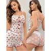 Sexy Two-Piece Suit Vest Pajamas Women's Hot Kigurumi Mesh See-through Home Wear 2025 Spring/Summer New Arrival