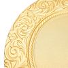 100 Gold Round Placemats Wholesale, 13-Inch Vintage Placemat Set, Plastic Embossed Dinner Plates, Reusable (Gold)