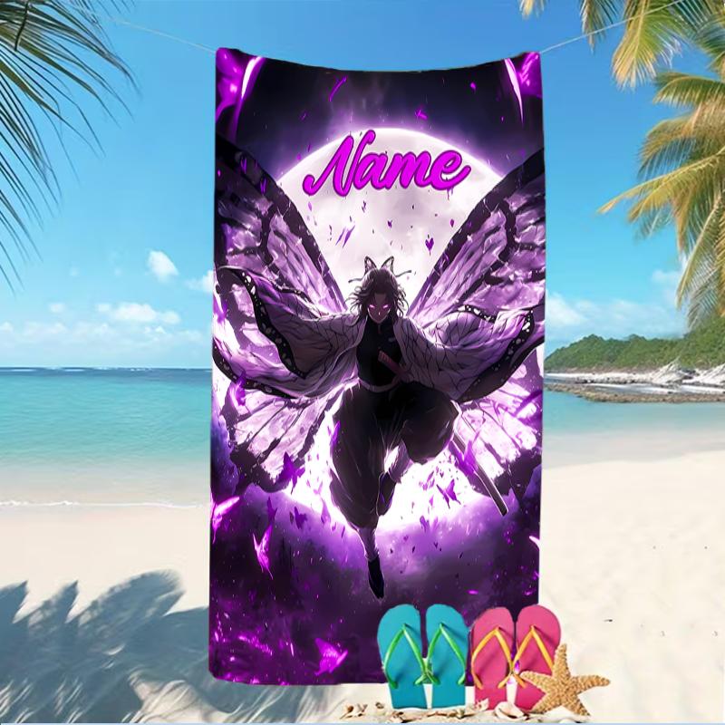 Customizable Personalized Beach Towels Demon Slayer Shinobu Kocho Themed designs.Suitable for the Beach, Yoga, Sports;ideal As Beach Accessories