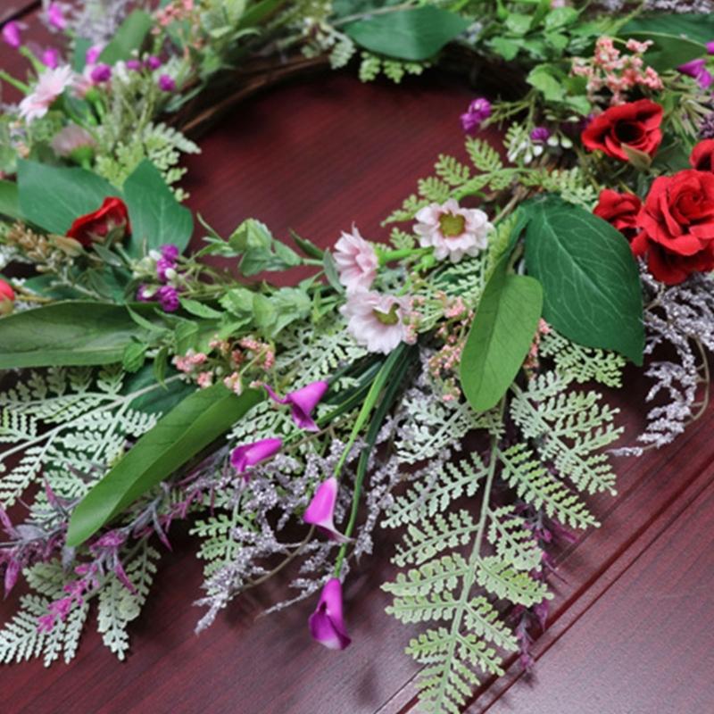 Artificial Floral Garlands With Faux Blooms Accessory For Door Wall Hanging Indoors Outdoor Celebration Event