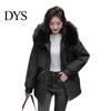 Drawstring Waist Coat Women Padded Jacket Thickened Plush Lined with Winter Stylish Outerwear Warm Puffer Faux Fur Hood for Work Streetwear