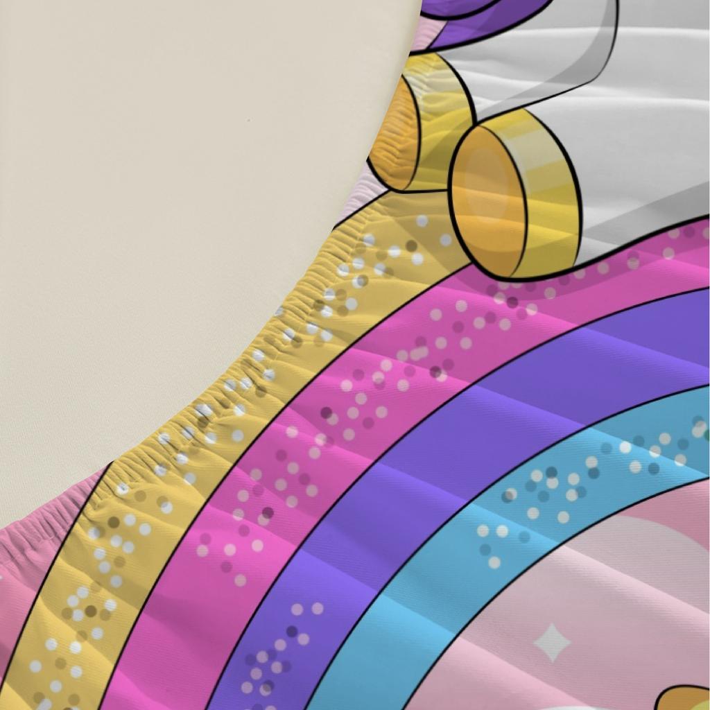 1PC Cute Unicorn Bed Sheet Rainbow Soft Digital Print Fitted Sheet Without Pillowcase Halloween Decor Gift For Kids Bed Linen