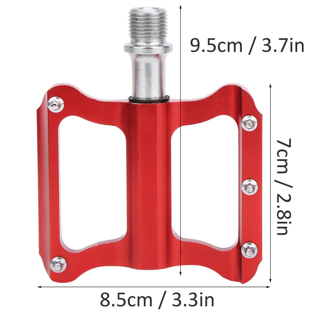 Road Bike   Flat Pedal Aluminum Alloy Non-Slip   Pedal Bike Accessory(Red )