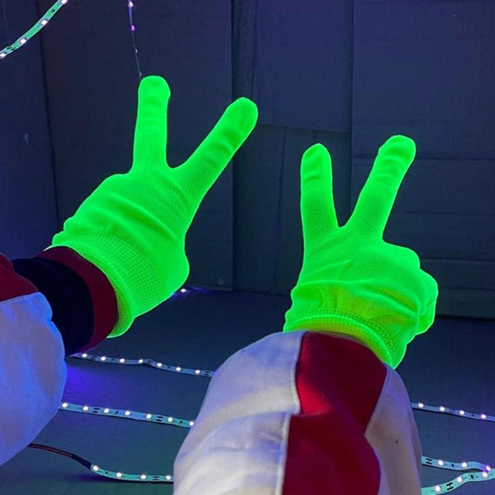 1 Pair Durable Green Gloves Breathable Neon Glove Party Decor Supplies Fluorescent Gloves Nightclub