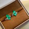 New Vintage 100% Pure 925 Sterling Silver Earrings Pave Aaa Zircon Emerald Zebra Line Ear Stud For Women Luxury Fine Jewelry
