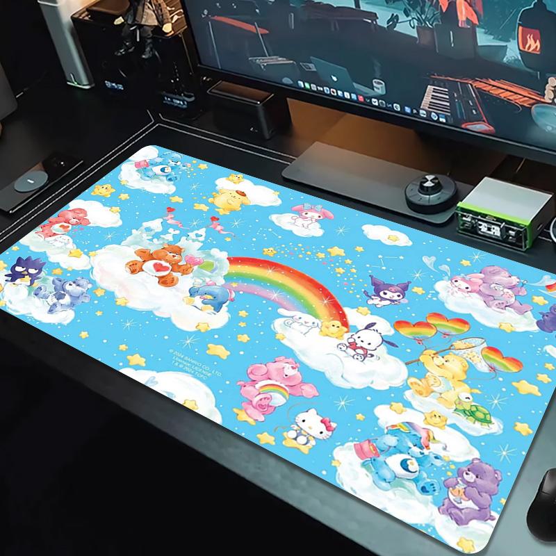 Cartoon Care Bear Color Mouse Pad Large Gaming Table Cushion Non-slip Laptop Tablet Big Mousepad XXL Mat Mini PC Playmat With Lock Edge