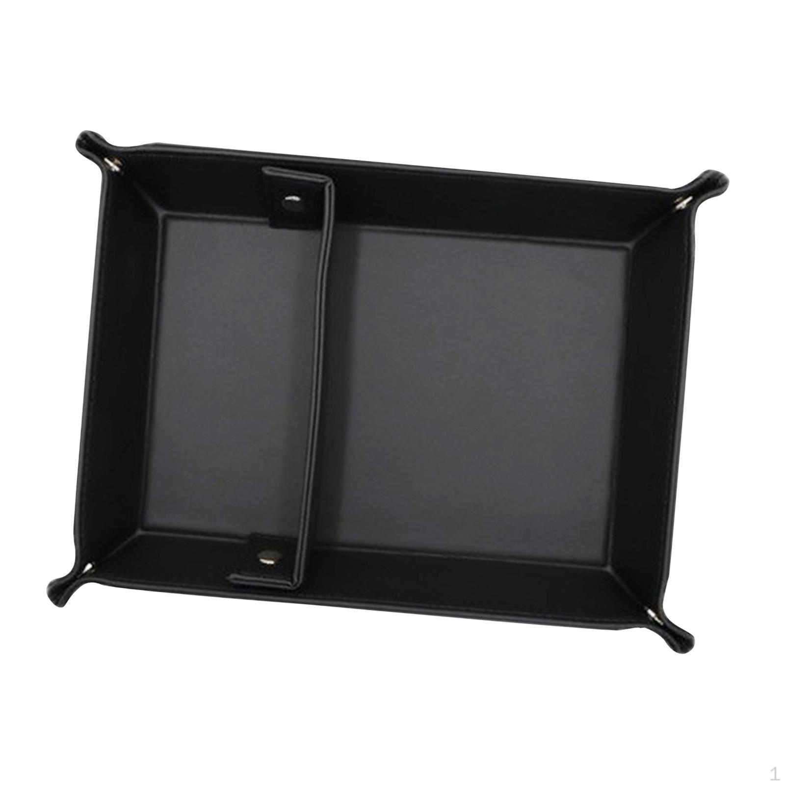 

Настольный органайзер-лоток для хранения из ПУ кожи Складной для украшений для пульта чёрный