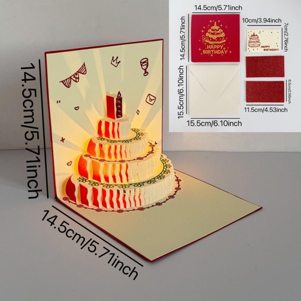3D Happy Birthday Card Music Light Gift Card New Musical Light Greeting Card  Party Party Supplies