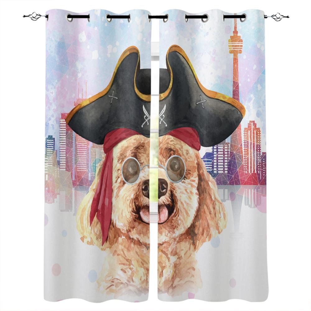 Животное Розовая Собака Милый Пудель Новые Простые Шторы Украшения Дома Шторы Современные — фото 14