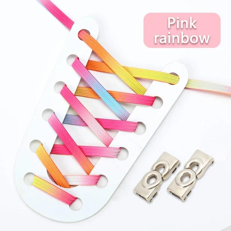 NEW Colourful Elastic Laces Sneakers Lock No Tie Shoelaces Kids Adult 8mm Wide Flat Shoelace Without Ties Shoes Accessories