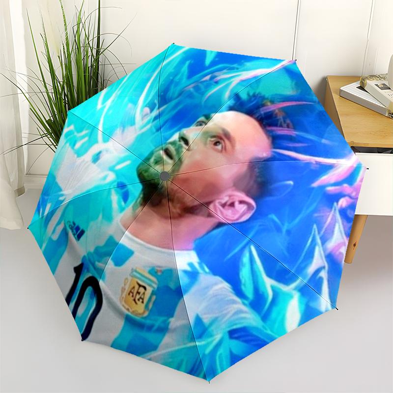 Messi Football Folding Umbrella Durable 8 Paraphenoid Bones Umbrella Gift Umbrella