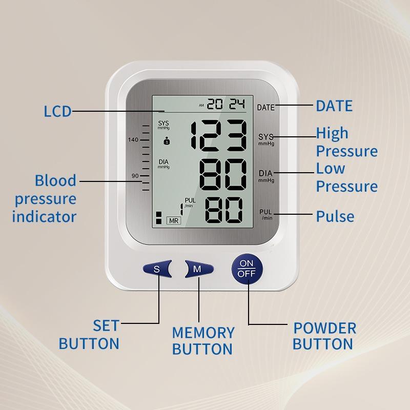 Overarmsblodtrykksmåler Husholdningsblodtrykksmåler Pulsnøytralt medisinsk blodtrykksmåleinstrument