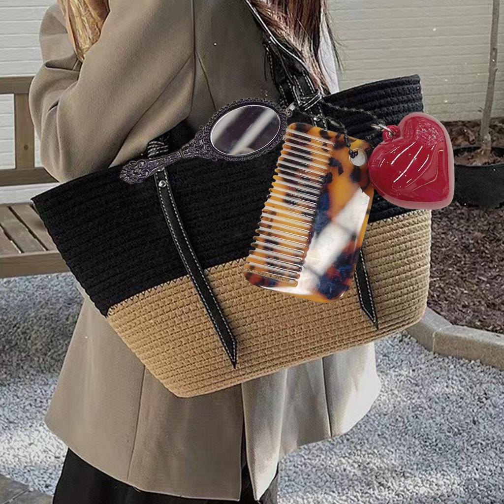 Fashionable Keyring Multifunctional Comb Heart Mirror Keychain for Stylish Hair Care Creative Key Ring Bag Pendant