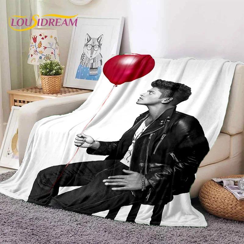 Bruno Mars 3D Sänger Star Weiche Flanelldecke für Betten Schlafzimmer Sofa Picknick, Überwurfdecke zum Zudecken im Freien Freizeit Nickerchen Geschenk