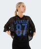 Leubase Blue Logo Crop Mesh Jersey Short Sleeve_Black