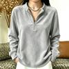 Women's Long Sleeve Velvet Zip-Up Sweatshirt with Half Stand Collar Color