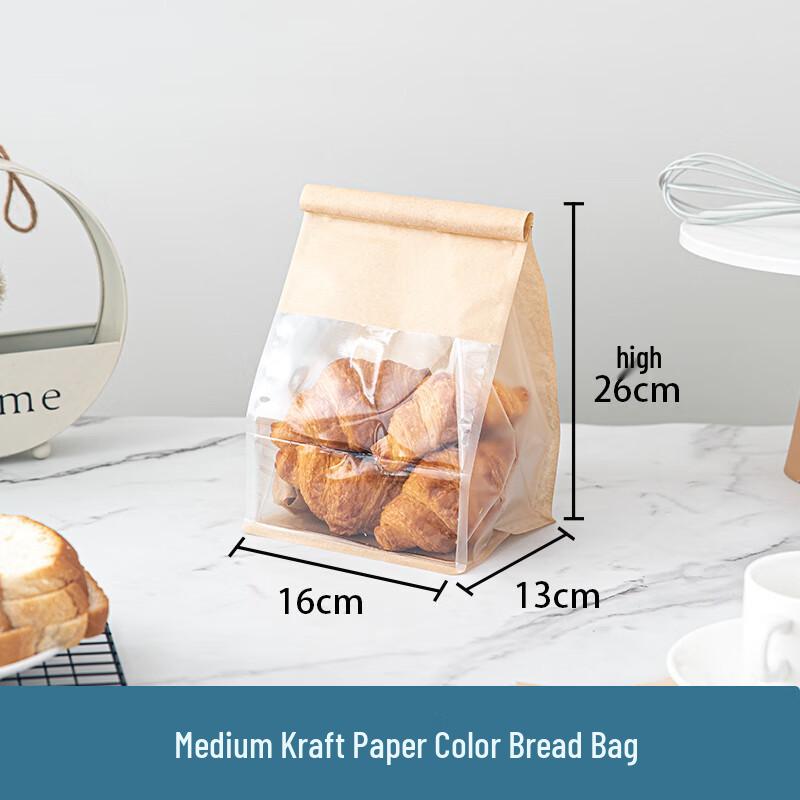 Kraft Paper Bread Toast Bags with Clear Window