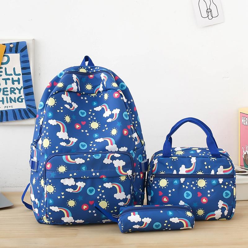 

TS JYL laptop bag,Cute Print 3 Sets Backpack Fresh INS Korean Student Lunch Large Bag One size fits all синий