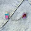 Cartoon Purple Drinks Cola Chain Brooches Cute Creative Custom Enamel Pins Bag Denim Lapel Badges Fashion Jewelry Gifts for Kids