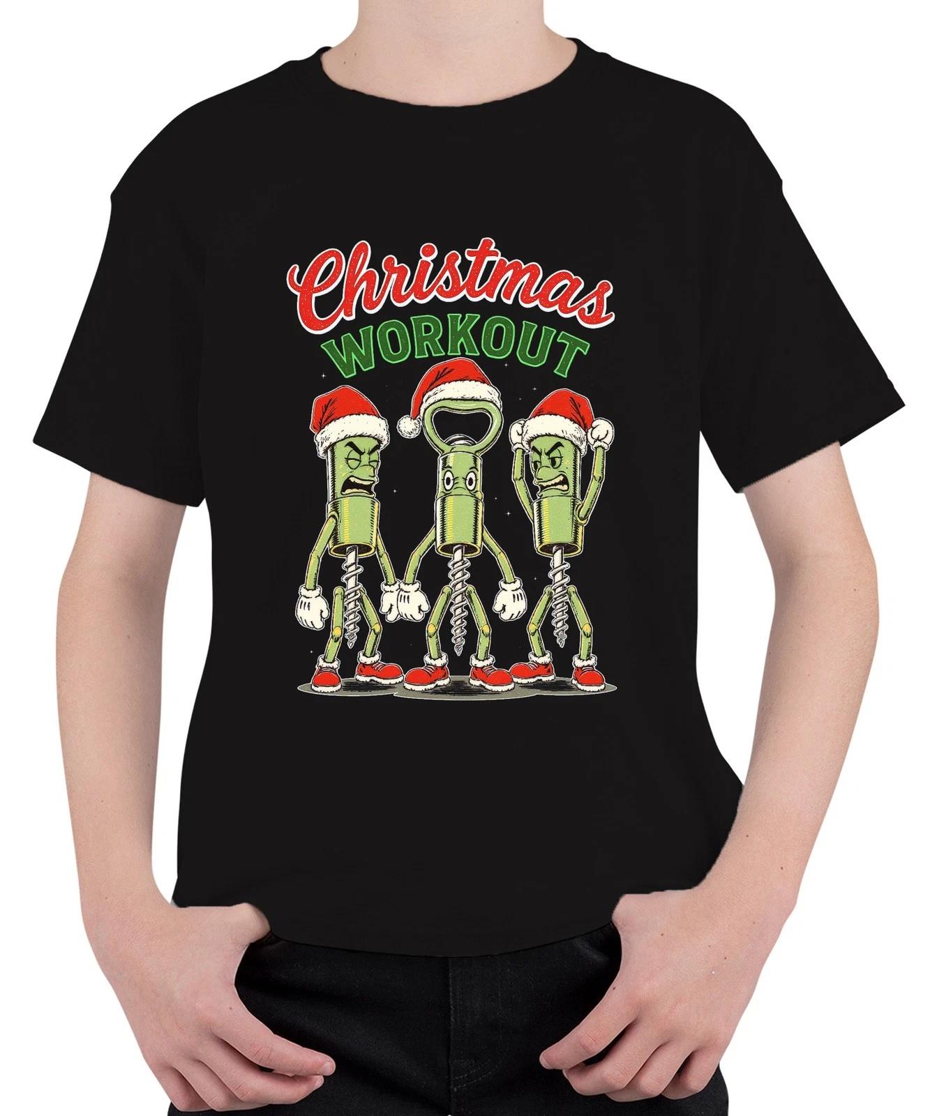Christmas Workout Korkenzieher Flaschenöffner Wein Weihnachten Unisex Kinder T-S XXL