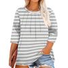 Women's Solid Color Round Neck Plus Size Tops 3/4 Sleeves Elegant Shirt Tops